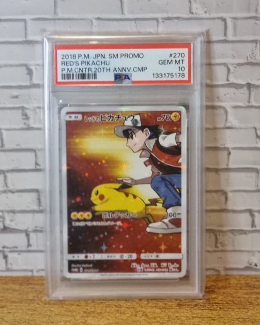 2018 P.M. JPN. SM PROMO : RED'S PIKACHU : P.M.CNTR.20TH ANNV.CMP. : GEM MT 10